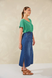 Dalton Denim Skirt - Indigo - The Haven Co