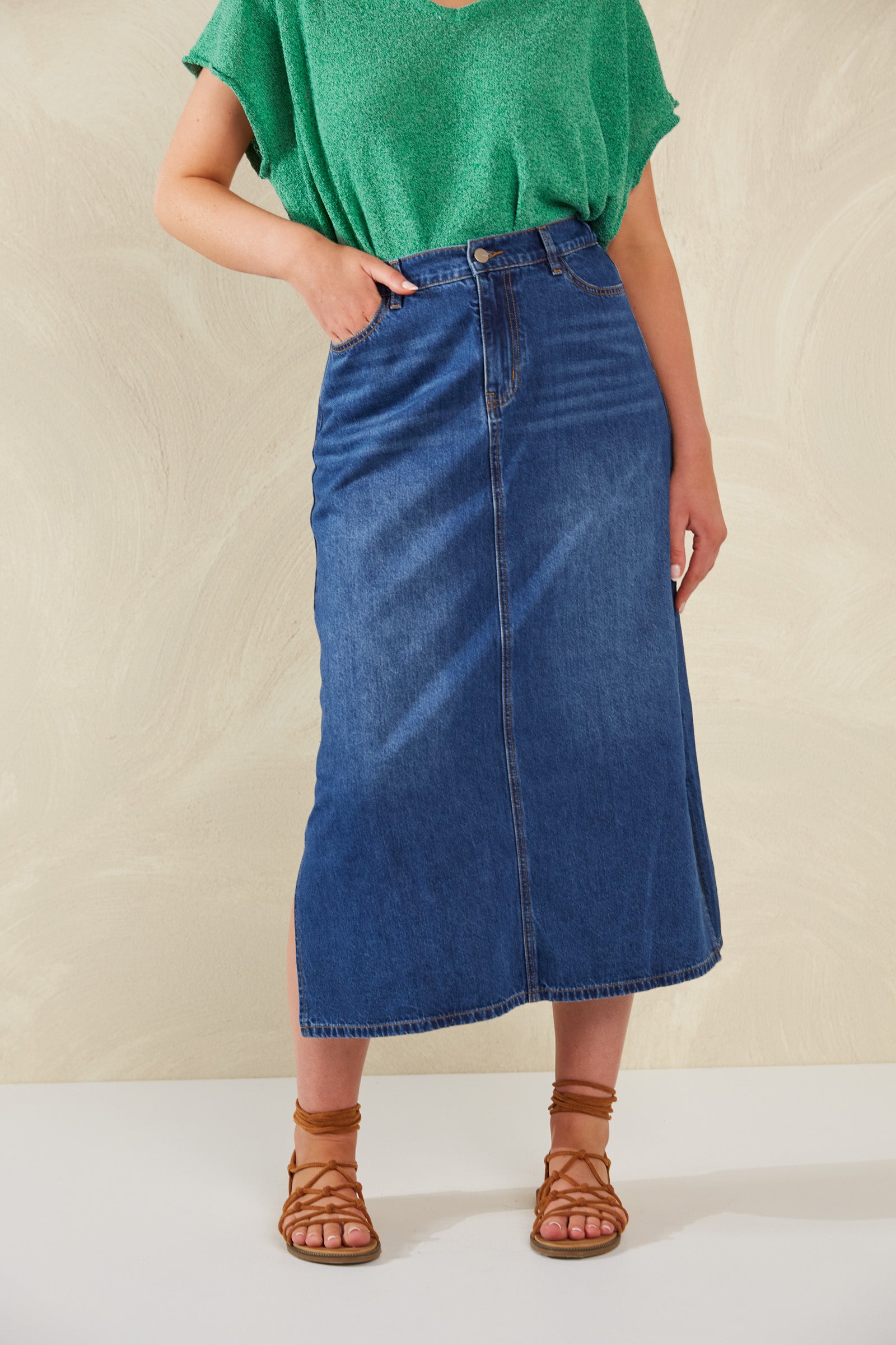 Dalton Denim Skirt - Indigo - The Haven Co