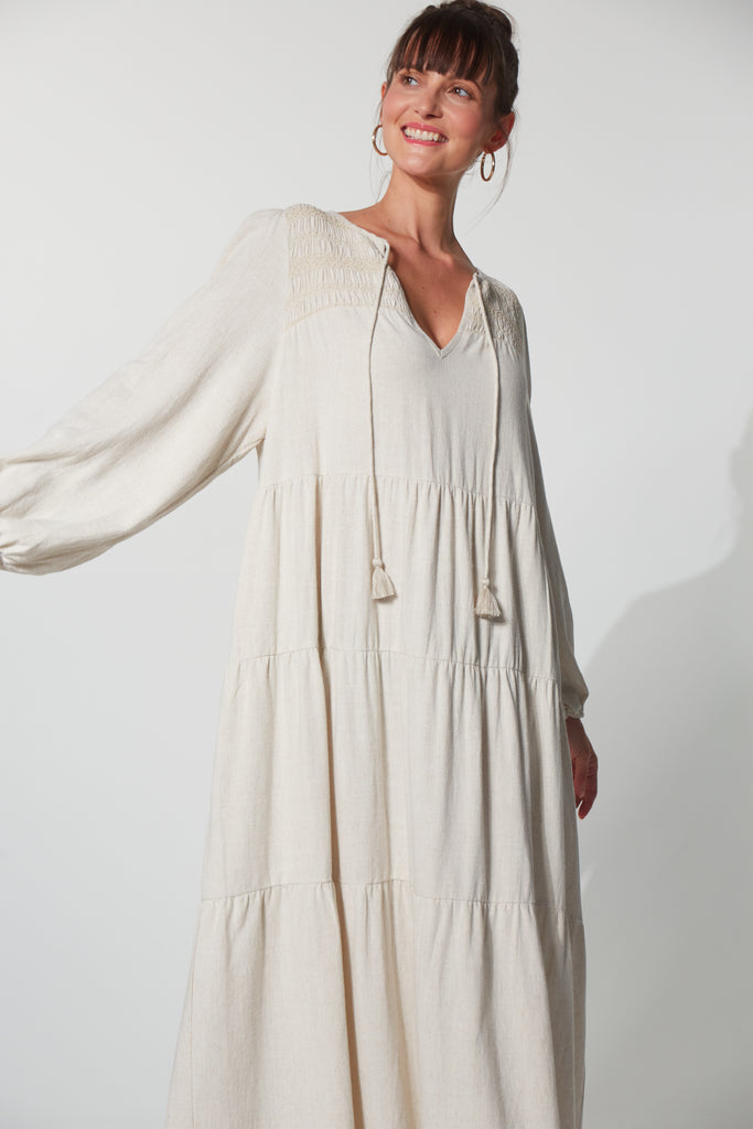 Lauder Tiered Maxi - Flax - The Haven Co