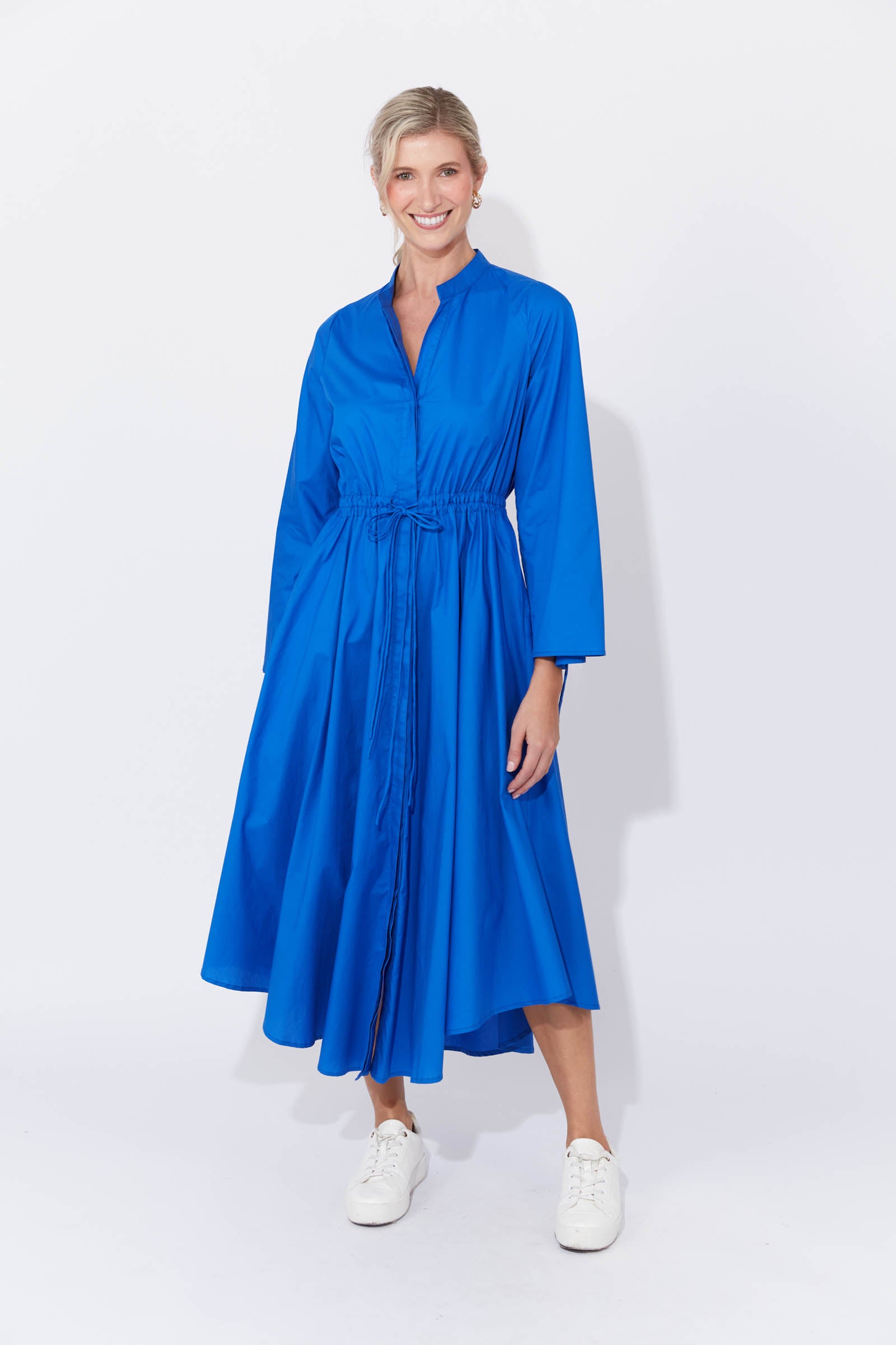 Phoenix Shirt Dress - Cobalt