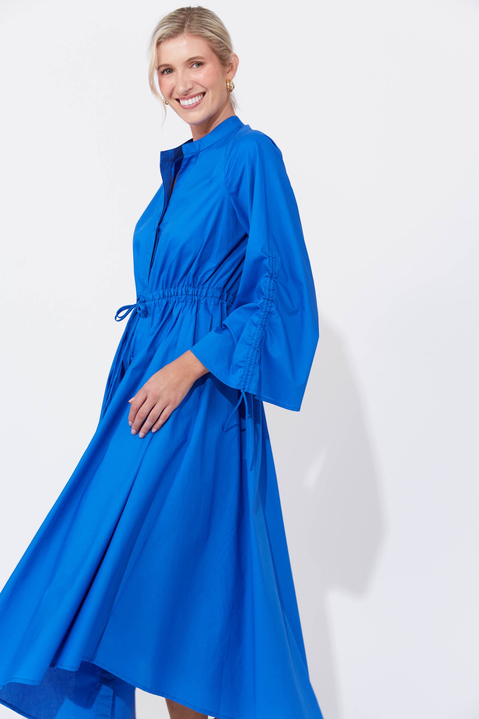 Phoenix Shirt Dress - Cobalt