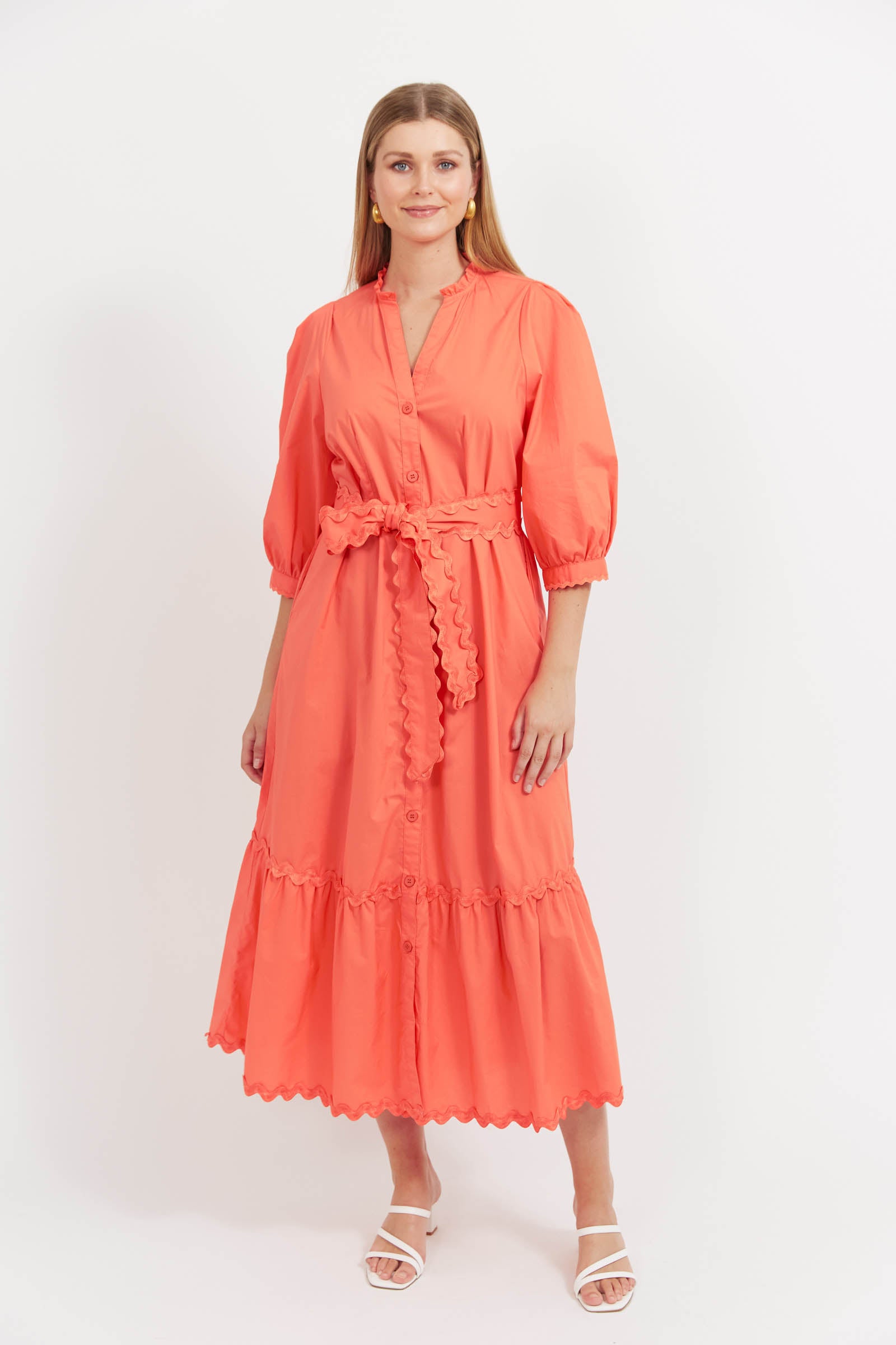 Brasilia Button Maxi Dress Coral – The Haven Co