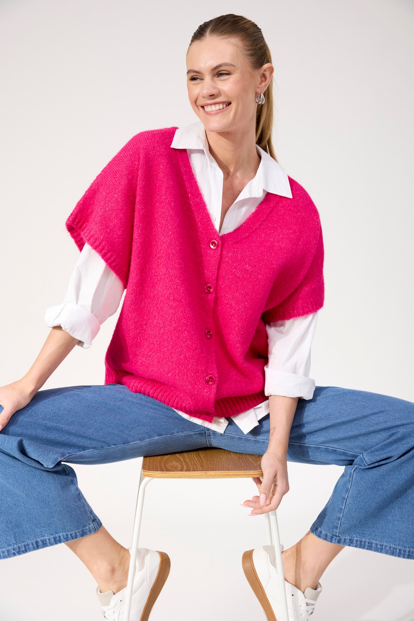 トップス Bibiy. VALENCIA VEST pink Valenza Knit Vest - Hot Pink – The Haven Co
