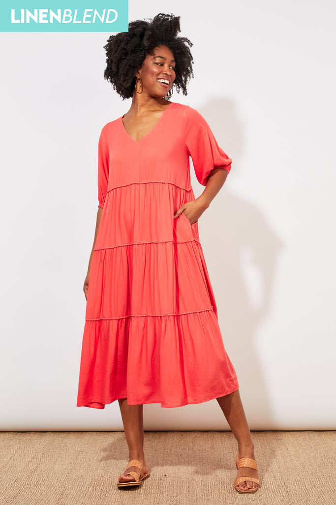 Tropicana Tiered Maxi - Coral - The Haven Co