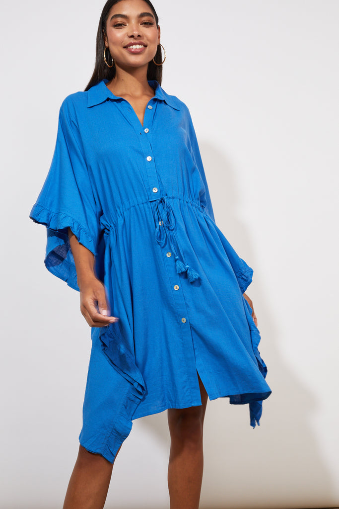 Tanna Shirt Dress - Cobalt - The Haven Co