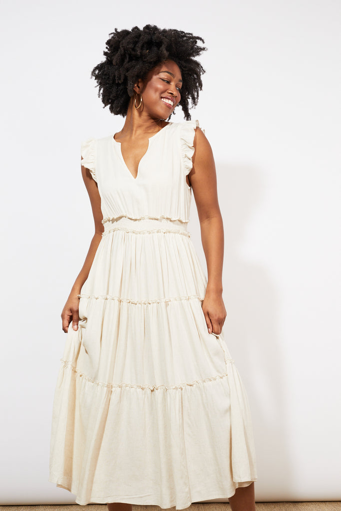 Tanna Frill Dress - Sand - The Haven Co