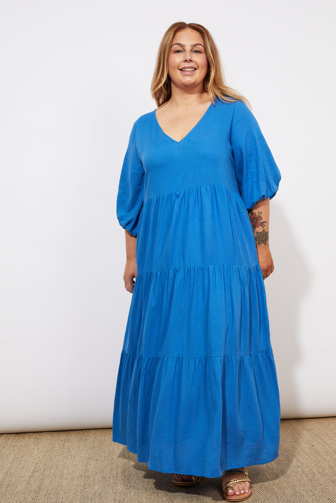 Tanna Tiered Maxi - Cobalt - The Haven Co