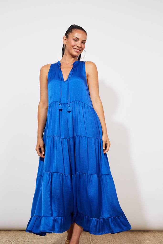 Barbados Tiered Maxi - Cobalt - The Haven Co