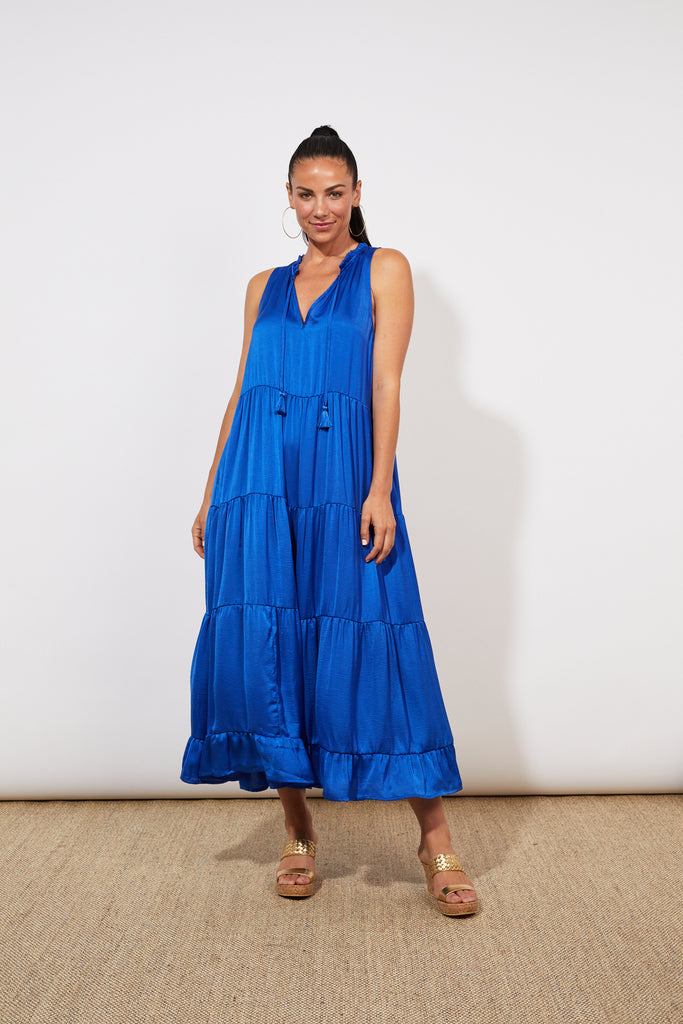Barbados Tiered Maxi - Cobalt - The Haven Co