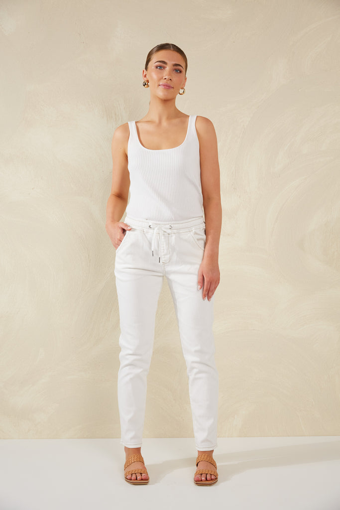 Dalton Denim Pant - White - The Haven Co