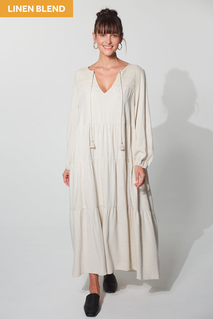 Lauder Tiered Maxi - Flax - The Haven Co