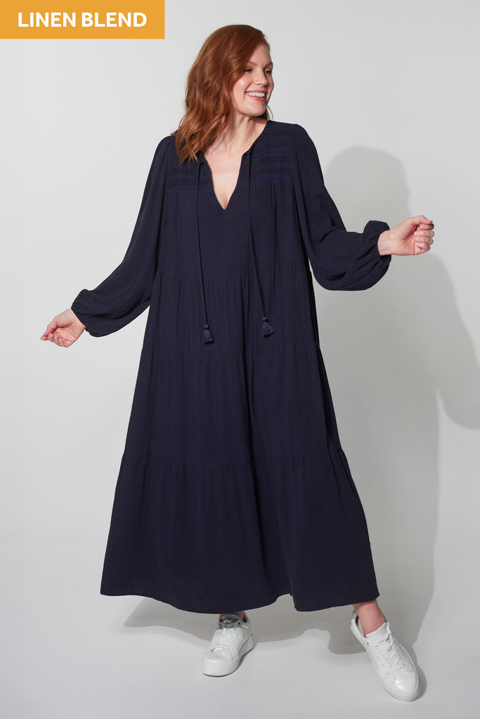 Lauder Tiered Maxi - Midnight - The Haven Co