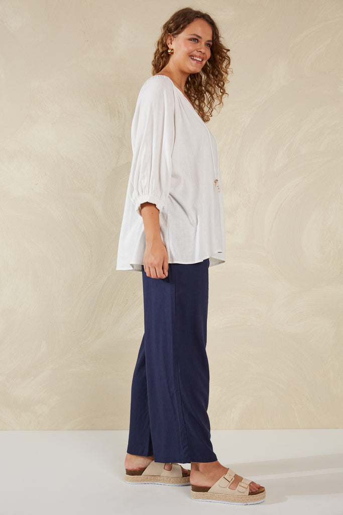 Sardinia Relaxed Blouse - Bianco - The Haven Co