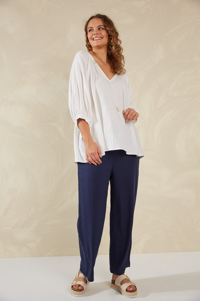 Sardinia Relaxed Blouse - Bianco - The Haven Co