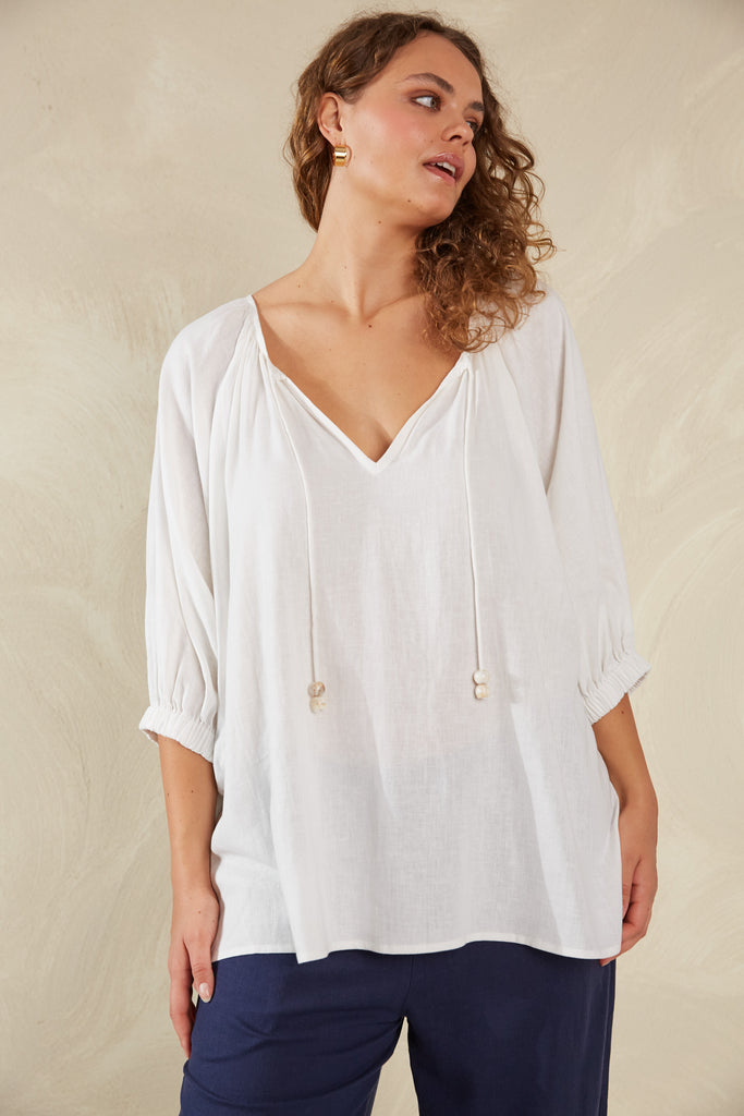 Sardinia Relaxed Blouse - Bianco - The Haven Co