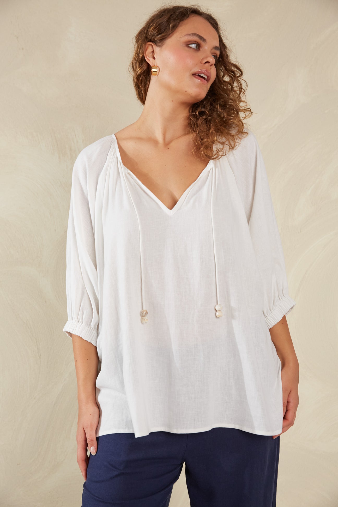 Sardinia Relaxed Blouse - Bianco - The Haven Co