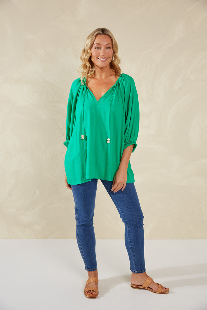 Sardinia Relaxed Blouse - Verde - The Haven Co