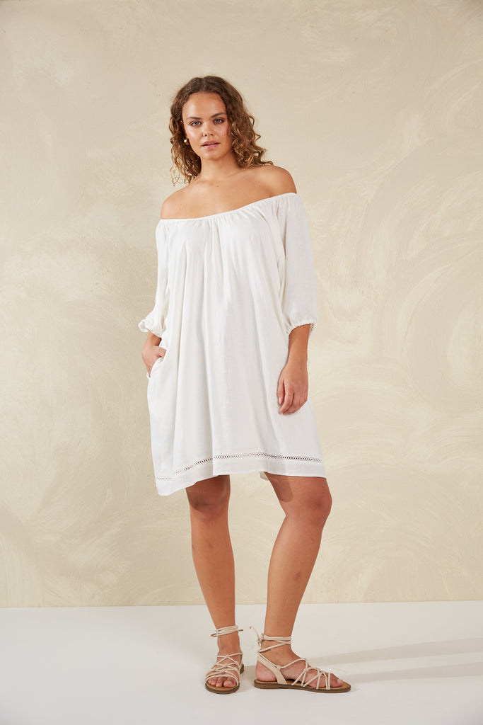 Sardinia Relaxed Dress - Bianco - The Haven Co