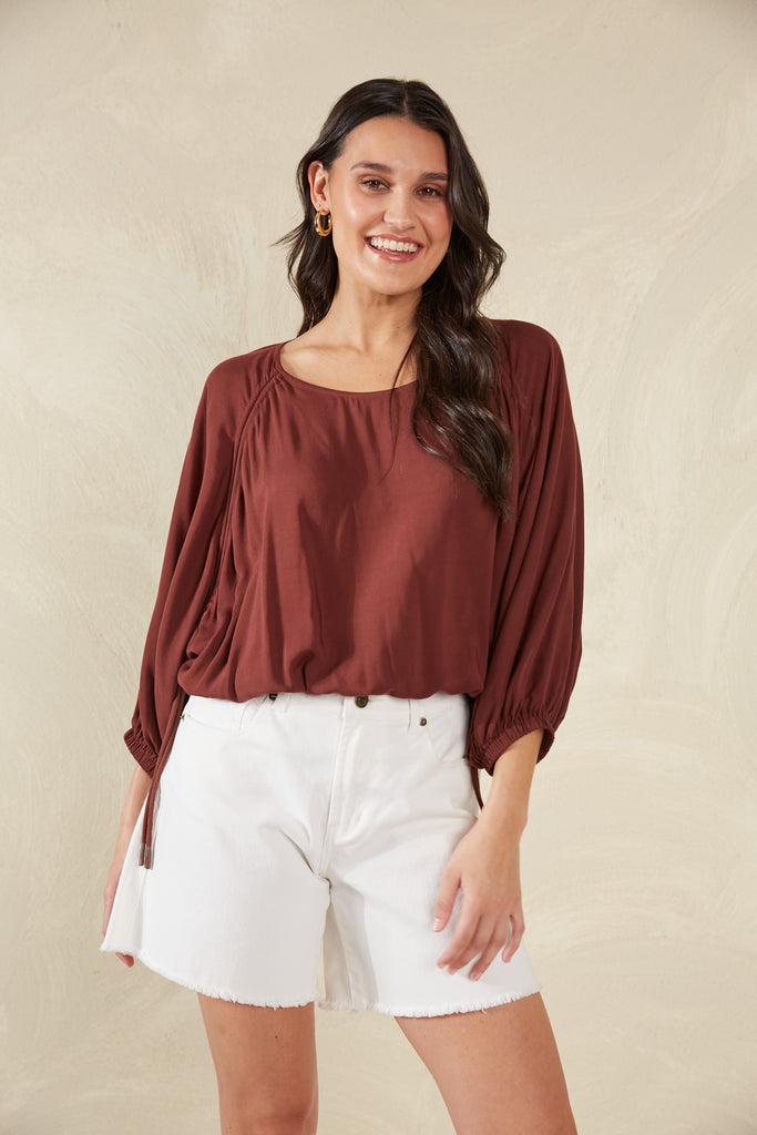 Palermo Drawstring Top - Espresso - The Haven Co