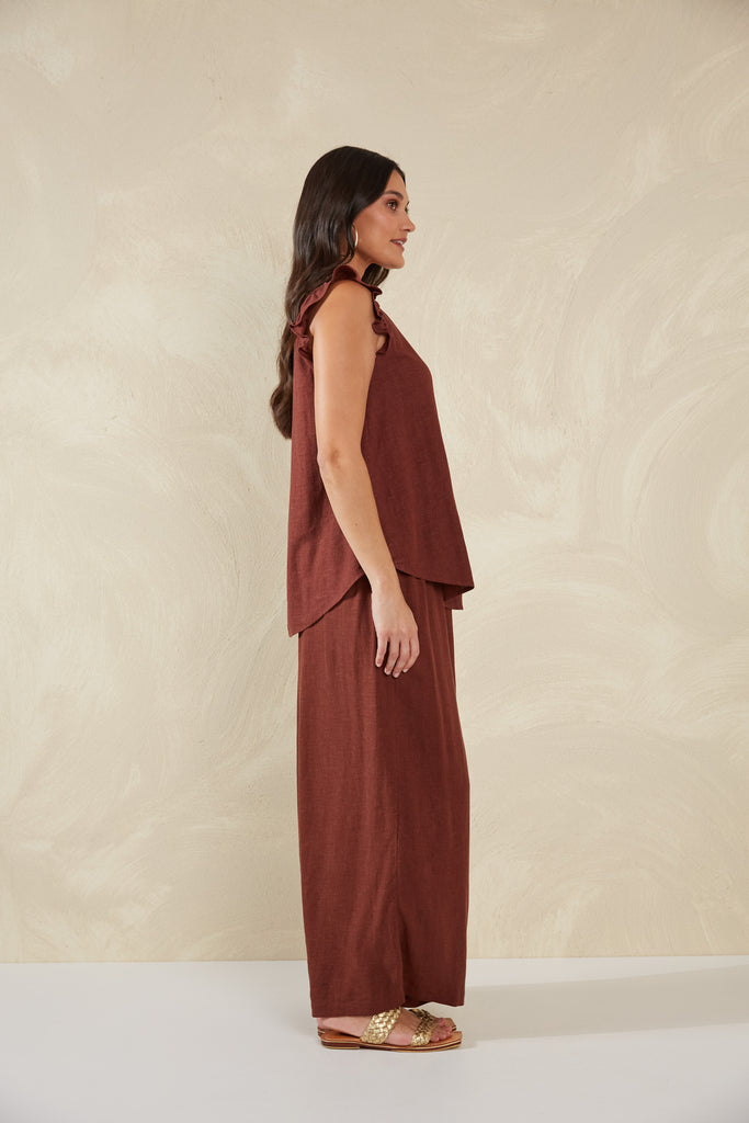 Florence Frill Tank - Espresso - The Haven Co