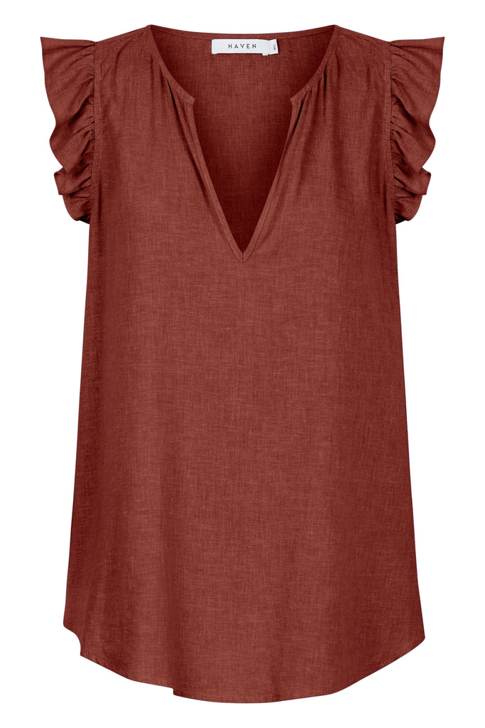 Florence Frill Tank - Espresso - The Haven Co