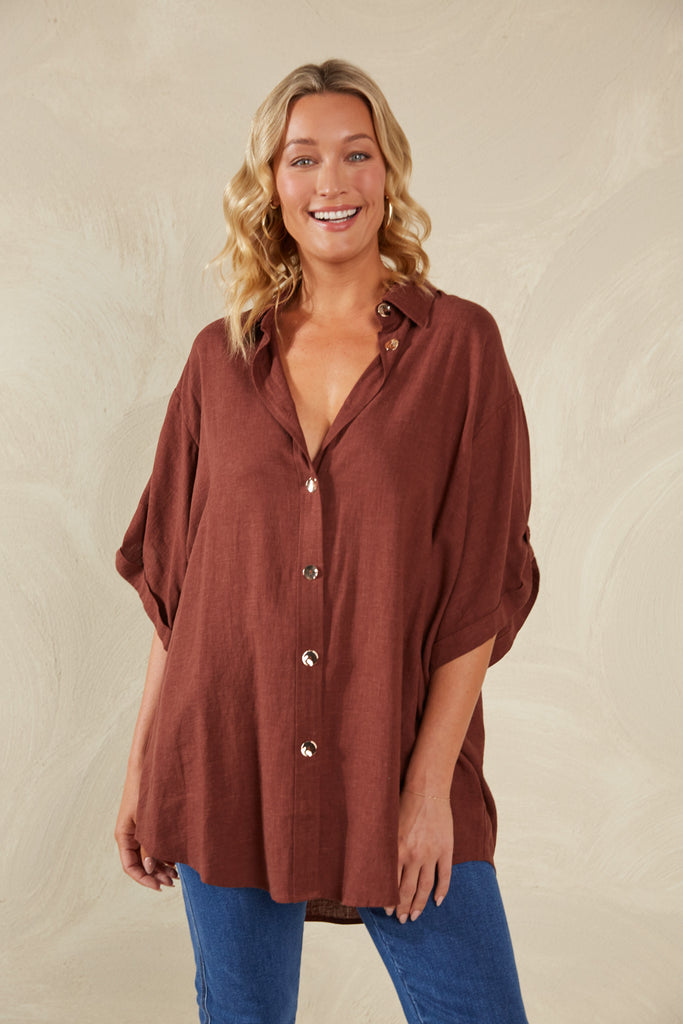 Florence Oversize Shirt - Espresso - The Haven Co
