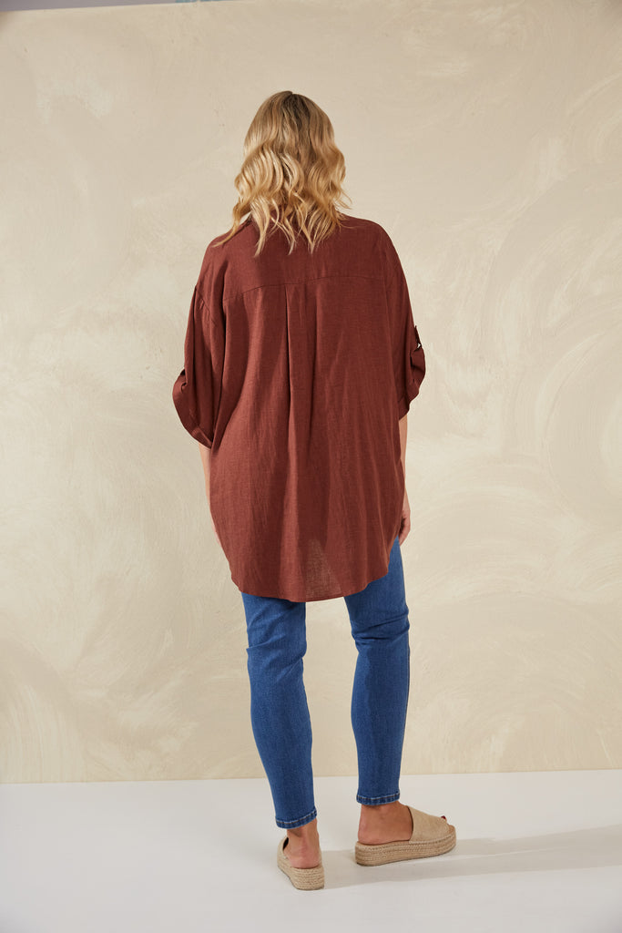 Florence Oversize Shirt - Espresso - The Haven Co
