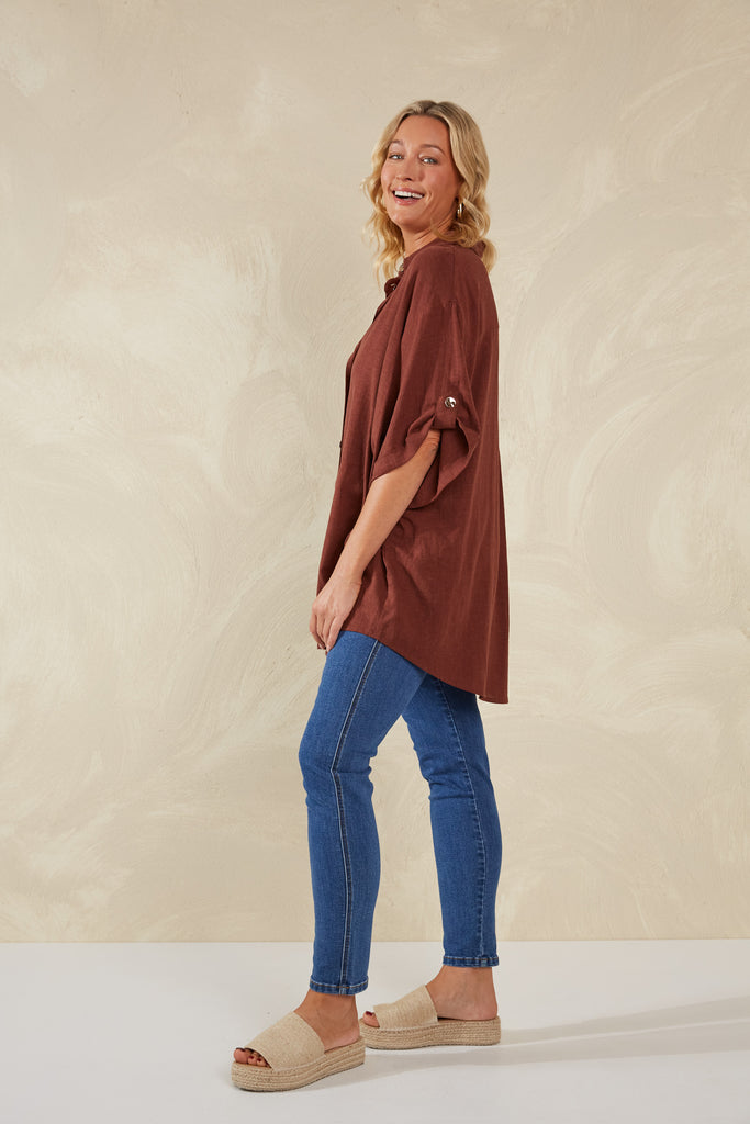 Florence Oversize Shirt - Espresso - The Haven Co