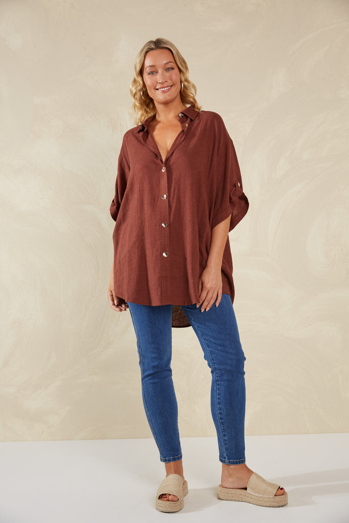 Florence Oversize Shirt - Espresso - The Haven Co