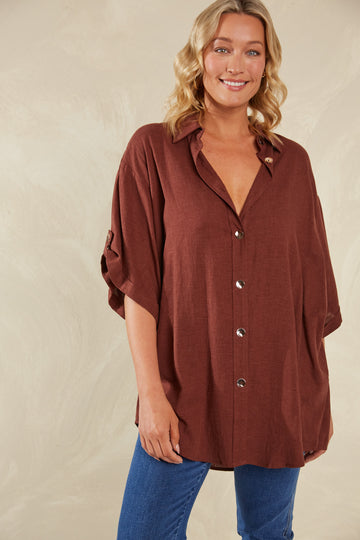 Florence Oversize Shirt - Espresso - The Haven Co