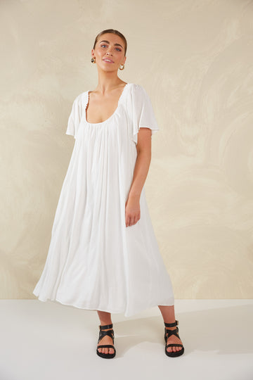 Florence Ruffle Dress - Bianco - The Haven Co