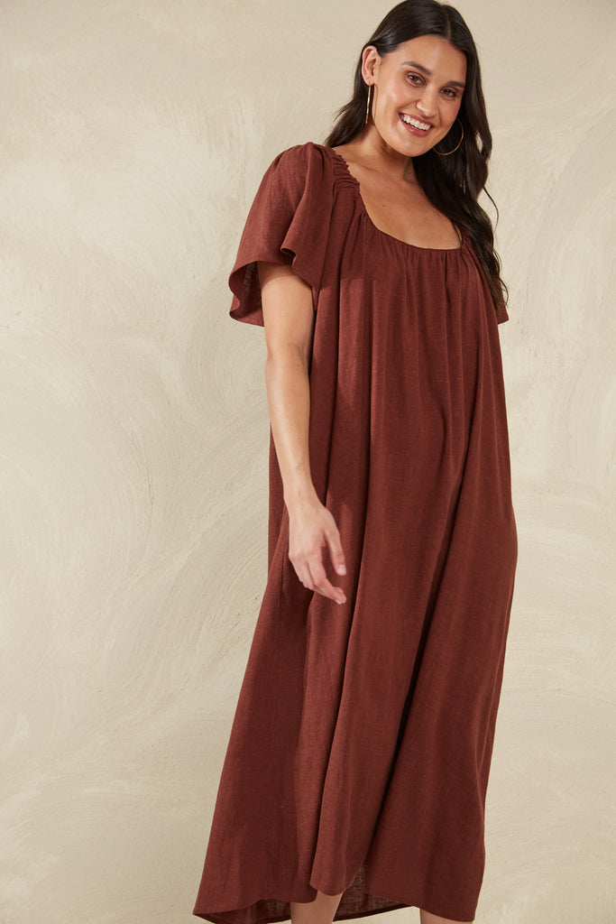 Florence Ruffle Dress - Espresso - The Haven Co