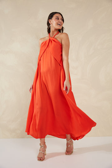 Portofino Halter Maxi - Aperol - The Haven Co