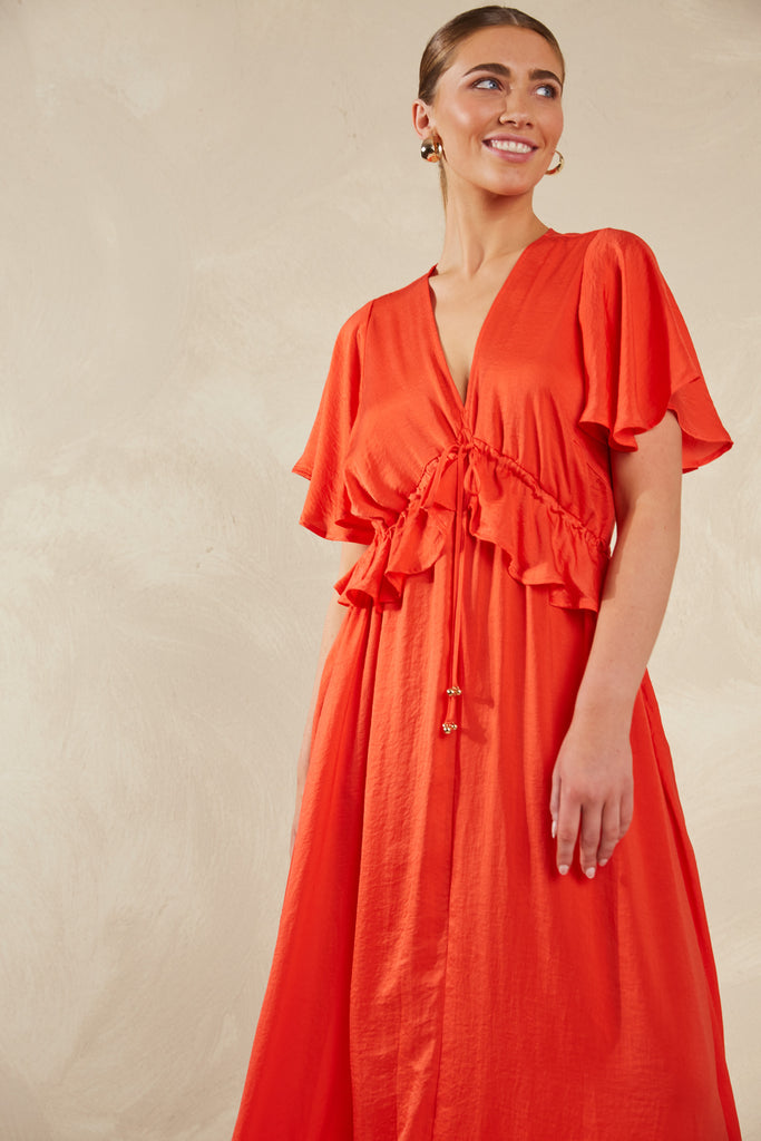 Portofino Frill Maxi - Aperol - The Haven Co