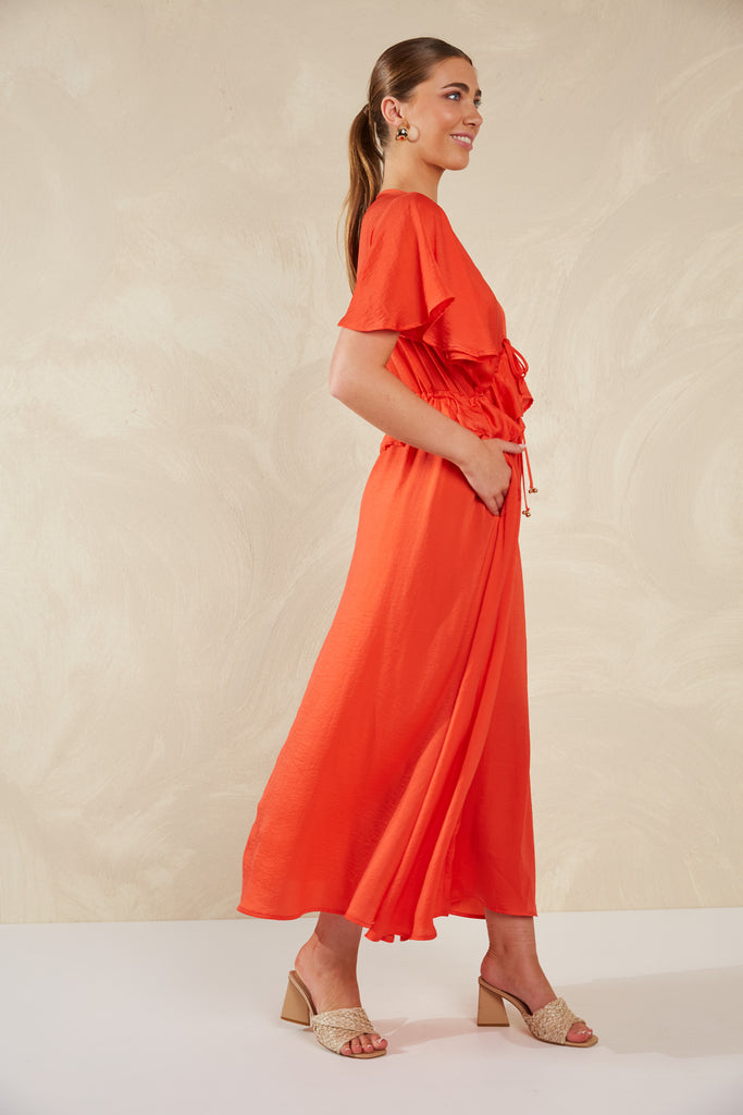 Portofino Frill Maxi - Aperol - The Haven Co