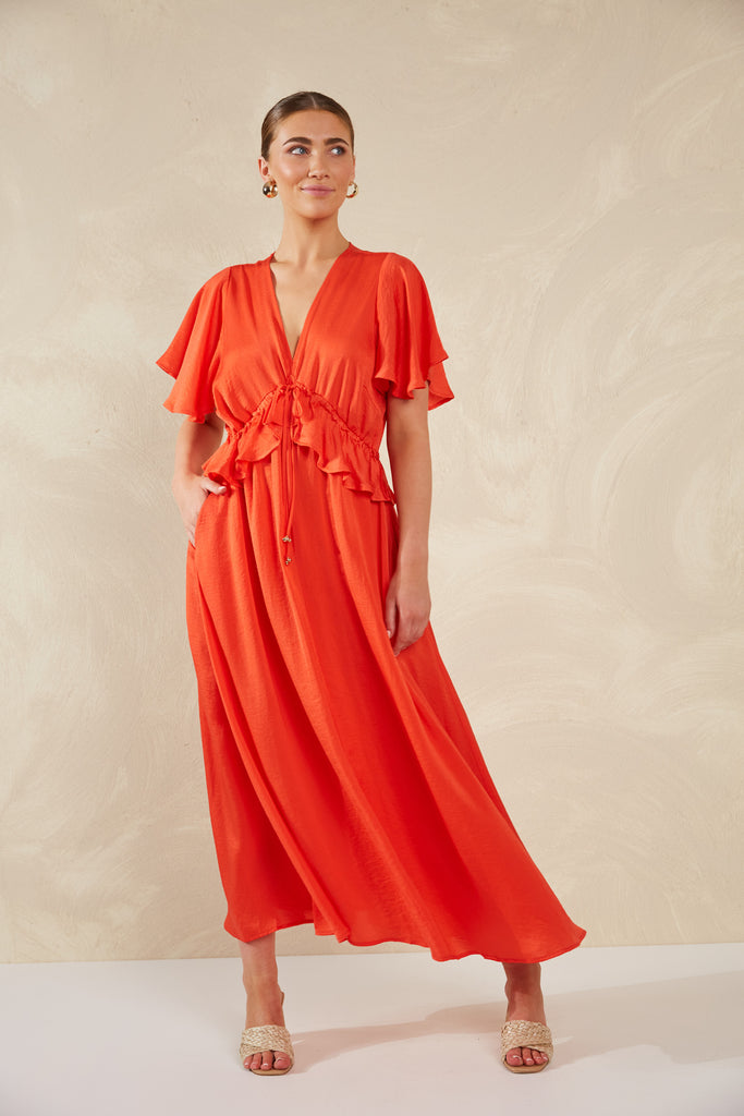 Portofino Frill Maxi - Aperol - The Haven Co