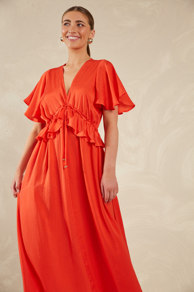 Portofino Frill Maxi - Aperol - The Haven Co