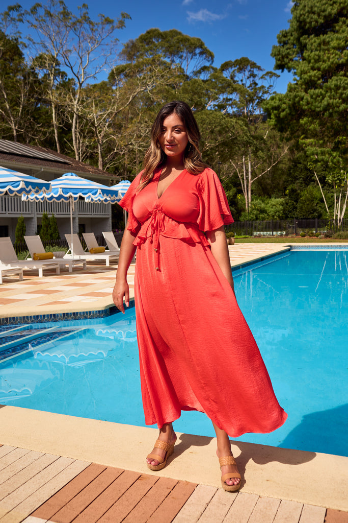 Portofino Frill Maxi - Aperol - The Haven Co
