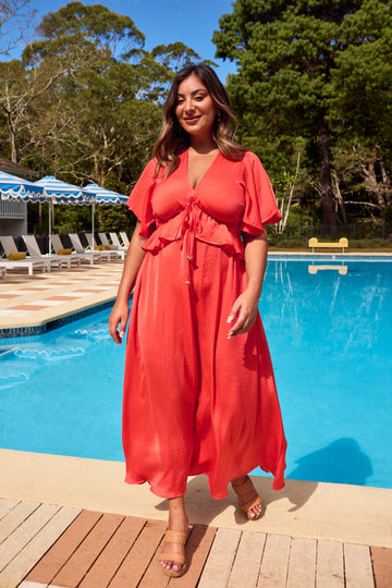 Portofino Frill Maxi - Aperol - The Haven Co