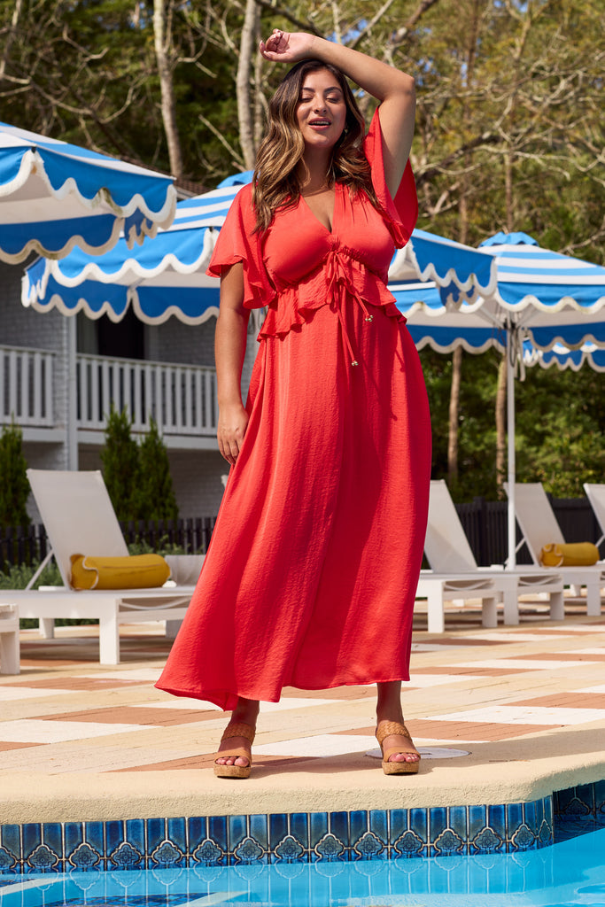 Portofino Frill Maxi - Aperol - The Haven Co