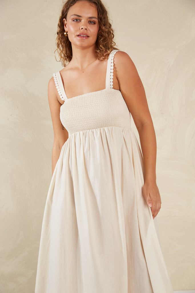 Adelfia Shirred Dress - Cannoli - The Haven Co