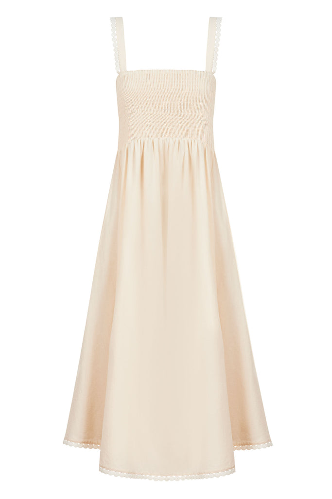 Adelfia Shirred Dress - Cannoli - The Haven Co
