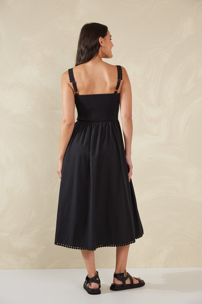 Adelfia Shirred Dress - Domino - The Haven Co