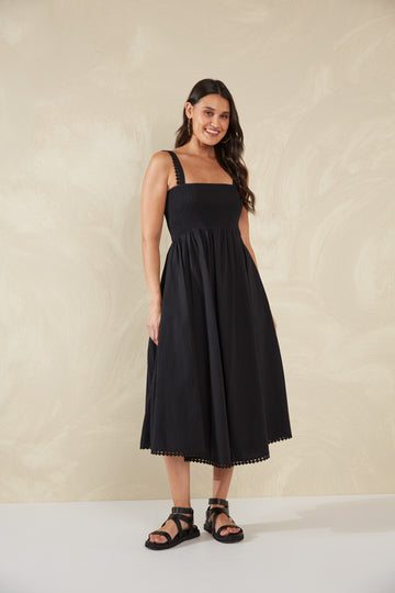 Adelfia Shirred Dress - Domino - The Haven Co