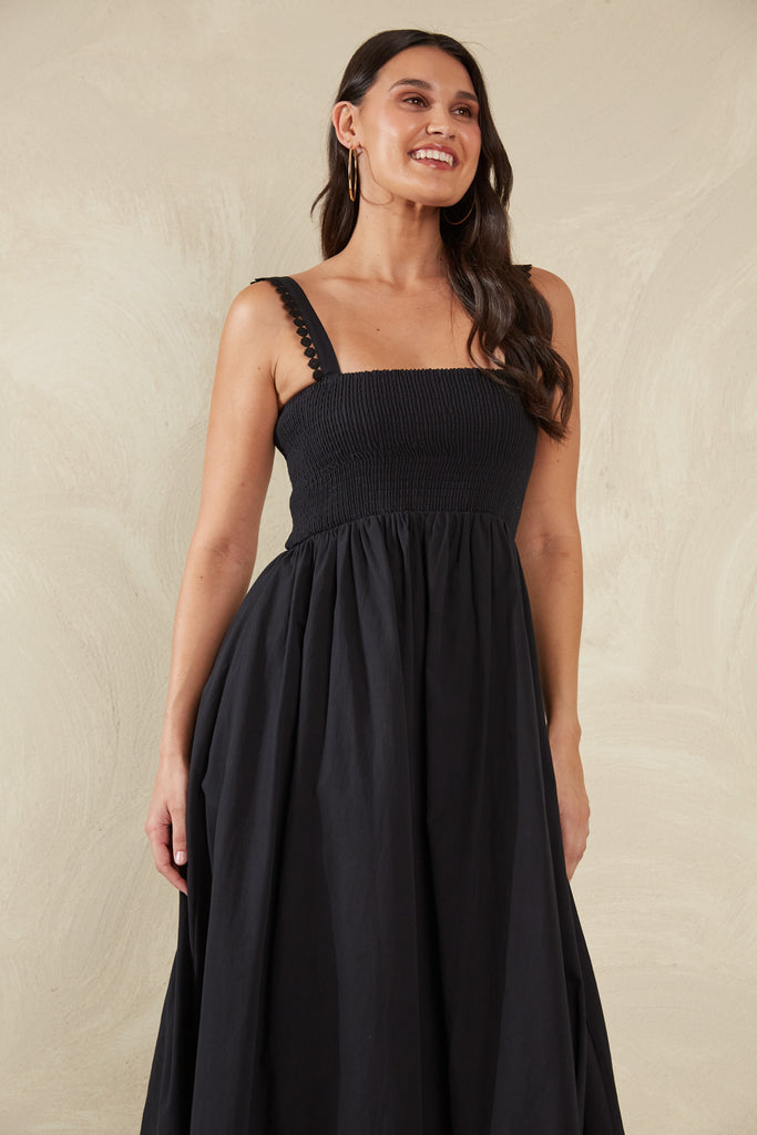 Adelfia Shirred Dress - Domino - The Haven Co