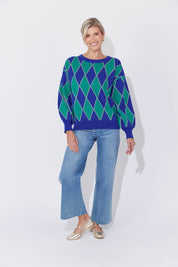 Casablanca Lurex Jumper - Blue/Oasis