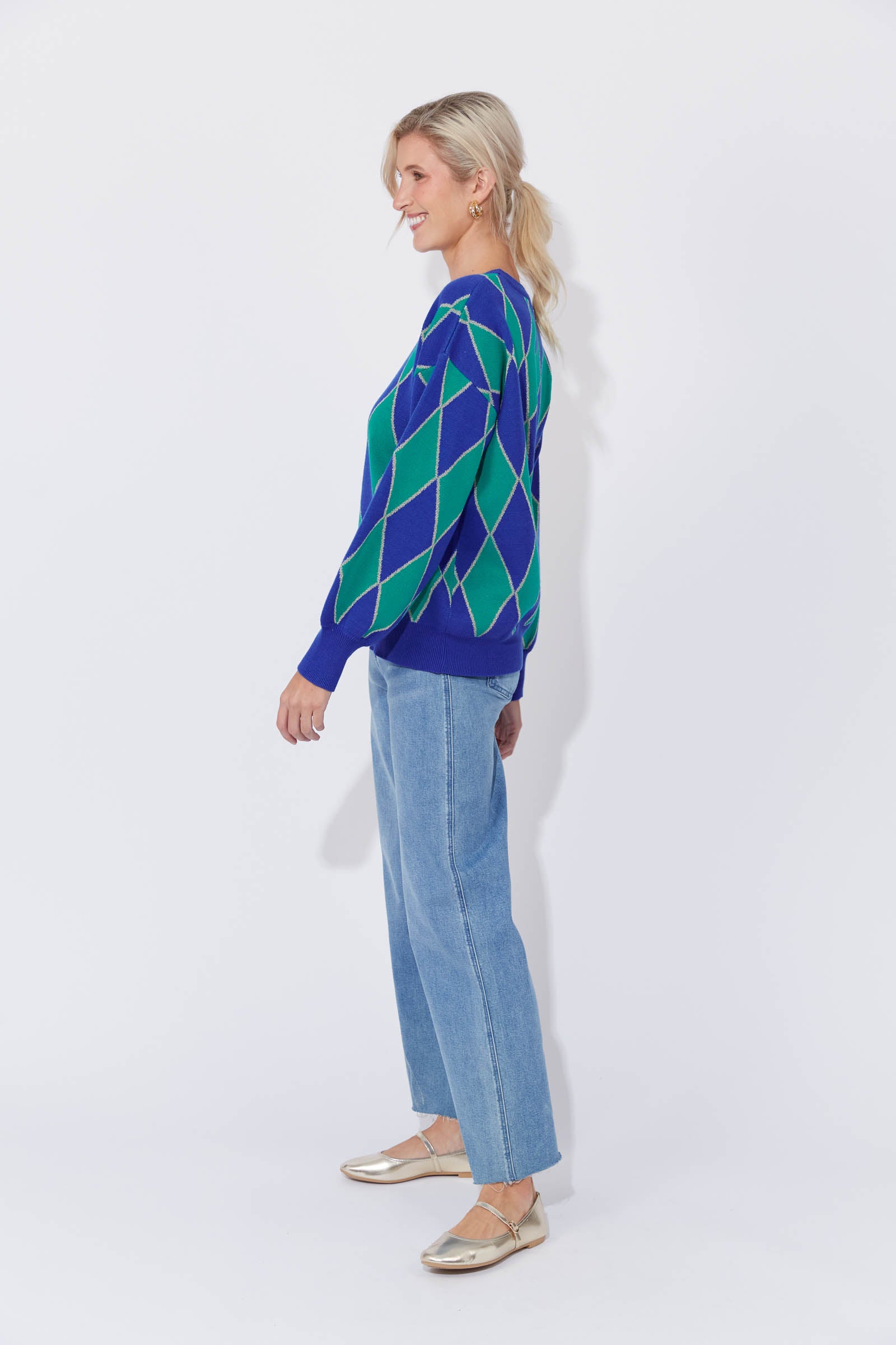 Casablanca Lurex Jumper - Blue/Oasis