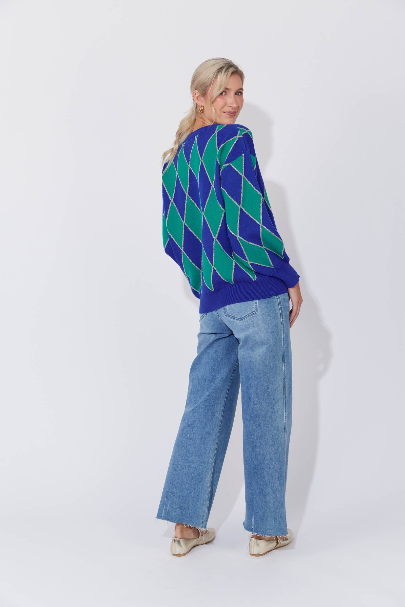 Casablanca Lurex Jumper - Blue/Oasis