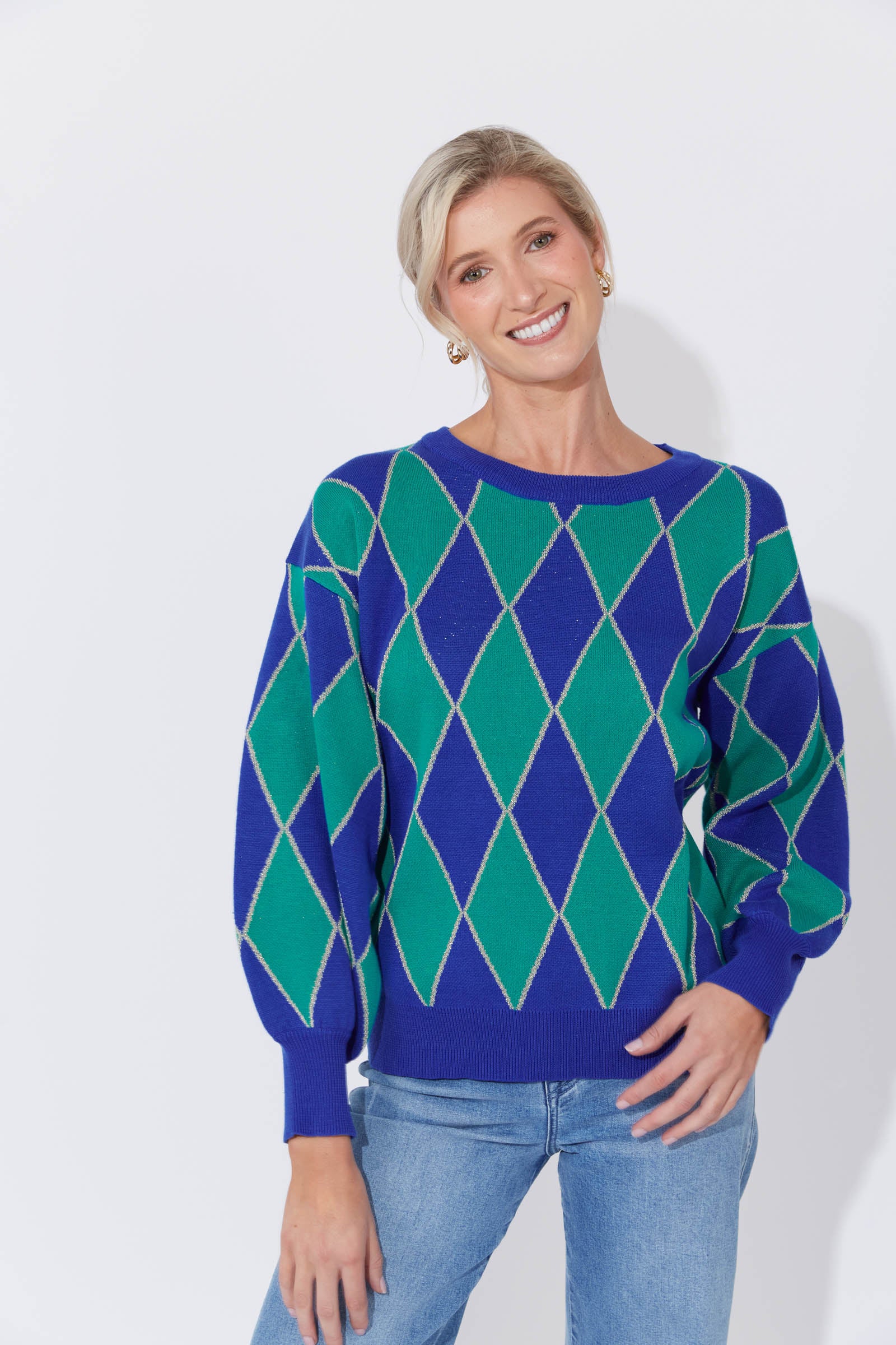 Casablanca Lurex Jumper - Blue/Oasis