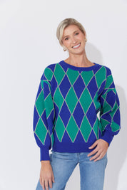 Casablanca Lurex Jumper - Blue/Oasis